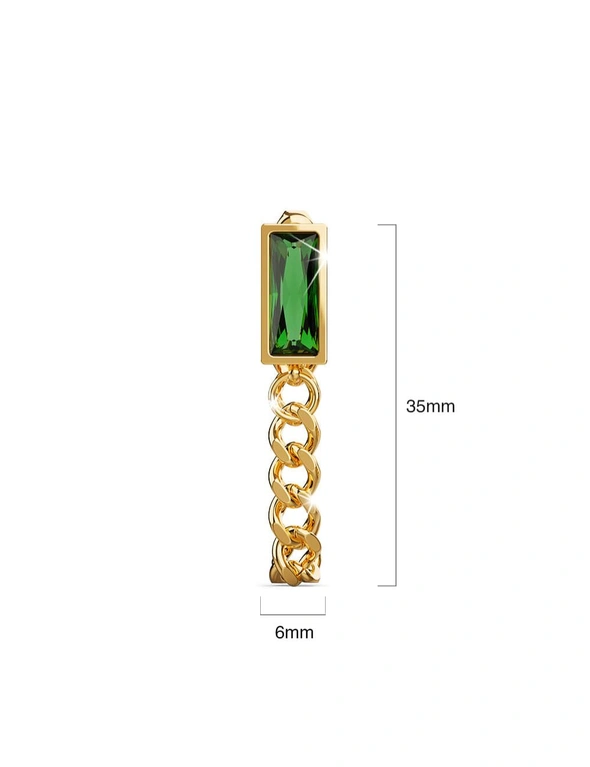 Bullion Gold Green Zirconia Dangly Stud Earrings, hi-res image number null
