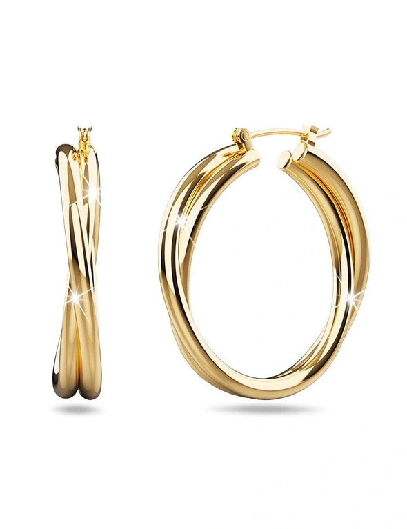 Bullion Gold Subtle Hoop Gold Layered Earrings, hi-res image number null