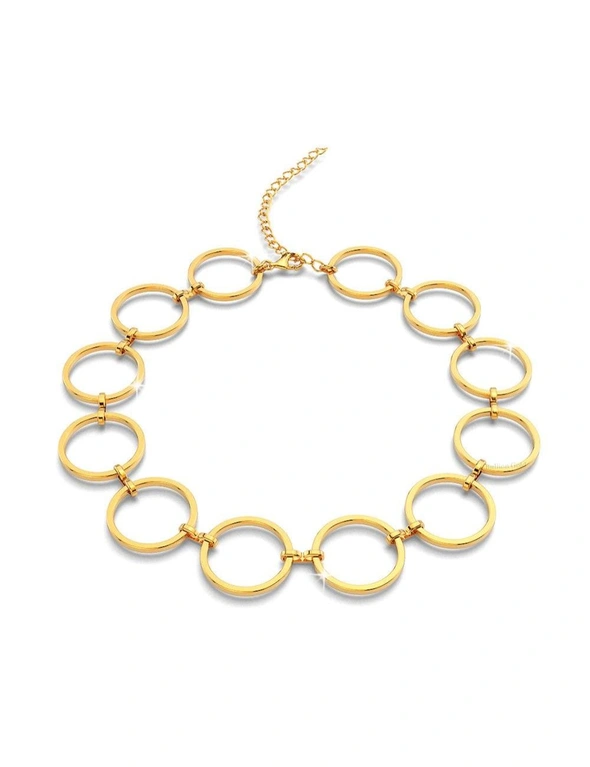 Bullion Gold Open Circle Choker Necklace, hi-res image number null