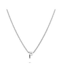 Bullion Gold Initials Brick Alphabet Letter Necklace White Gold Layered Steel Jewellery  - P