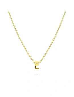 Bullion Gold Initials Brick Alphabet Letter Necklace Gold Layered Steel Jewellery  - E