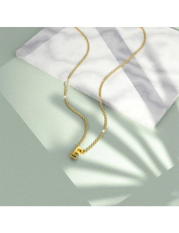 Bullion Gold Initials Brick Alphabet Letter Necklace Gold Layered Steel Jewellery  - E