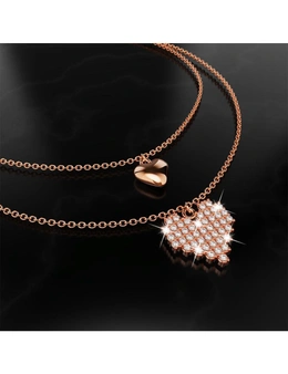 Bullion Gold Pixel Heart Layered Necklace in Rose Gold Layered Titanium Steel