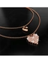 Bullion Gold Pixel Heart Layered Necklace in Rose Gold Layered Titanium Steel, hi-res