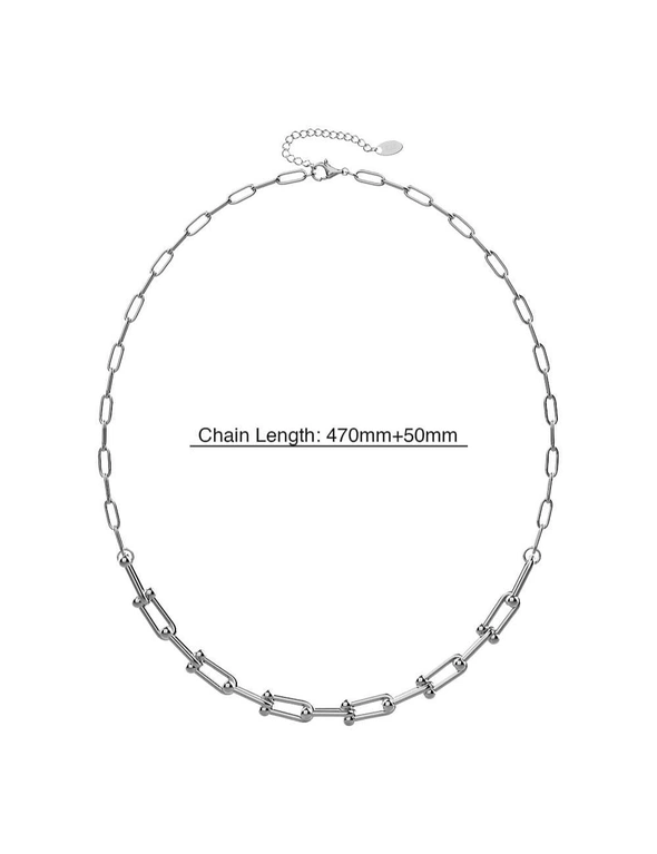 Bullion Gold Lovelock U Link Chain Necklace White Gold Titanium, hi-res image number null