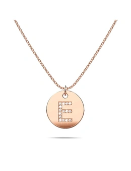 Bullion Gold Initials Fabulous Alphabet Letter Necklace Rose Gold Layered Steel Jewellery - E