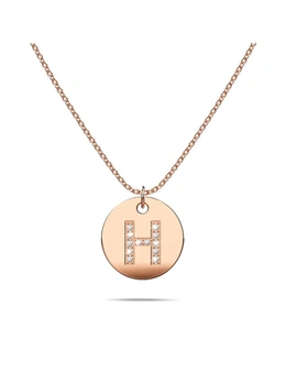 Bullion Gold Initials Fabulous Alphabet Letter Necklace Rose Gold Layered Steel Jewellery - H