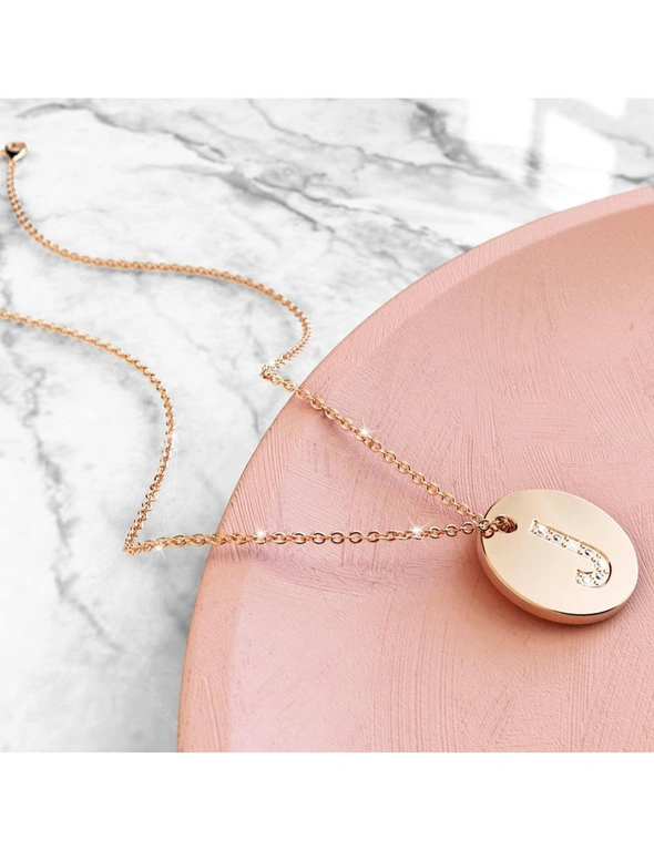 Bullion Gold Initials Fabulous Alphabet Letter Necklace Rose Gold Layered Steel Jewellery - J, hi-res image number null