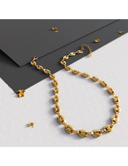 Bullion Gold Interlock Coffee Bean Necklace in Gold
