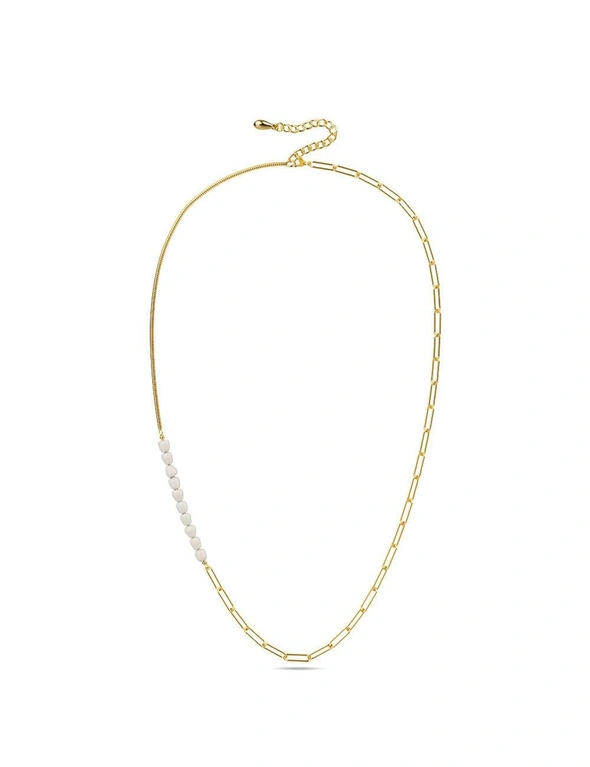 Bullion Gold Cuban Pearl Paperclip Necklace in Gold, hi-res image number null
