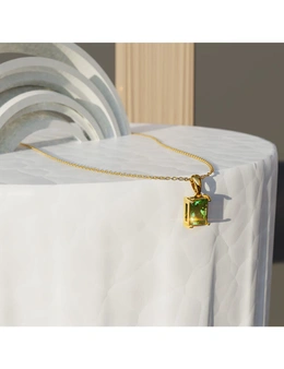 Bullion Gold Emerald Green Robyn Rectangular Pendant Necklace