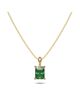 Bullion Gold Emerald Green Robyn Rectangular Pendant Necklace