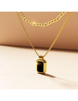Bullion Gold Gilded Noir Black Shell Necklace in Gold