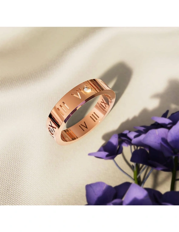 Bullion Gold Romanian Numeral Ring In Rose Gold, hi-res image number null