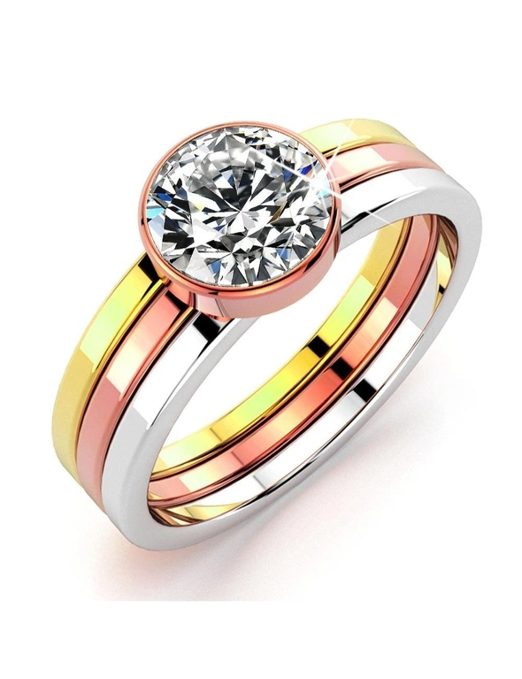 Bullion Gold Britney Tri-Tone Stackable Ring - US 9, hi-res image number null
