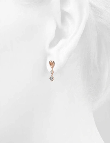 Krystal Couture Fall in Love Heart Drop Earrings Embellished with Swarovski® crystals in Rose Gold, hi-res image number null
