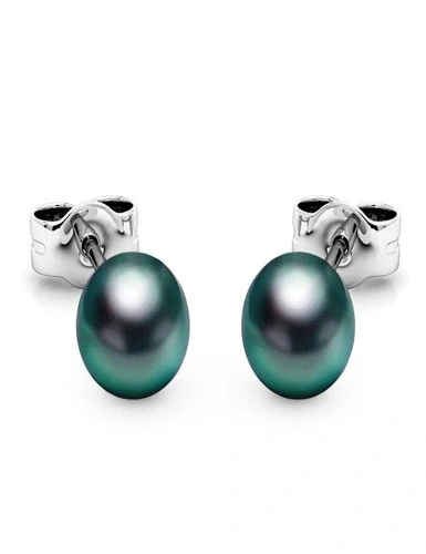 Krystal Couture Purity Pearl Stud Earrings Embellished with Swarovski® Crystal Iridescent Tahitian Look Pearls, hi-res image number null