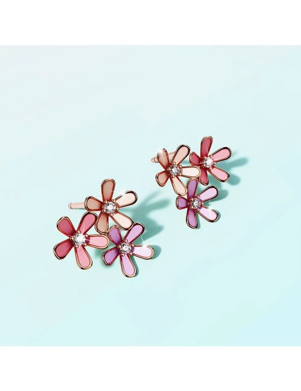 Krystal Couture Petalia Pink Stud Earrings Featured Swarovski® Crystals in Rose Gold, hi-res image number null