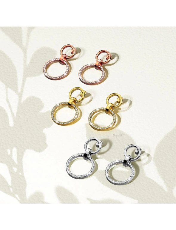 Krystal Couture Orbit of Elegance Earrings Embellished with Swarovski® Crystal in Rose Gold, hi-res image number null