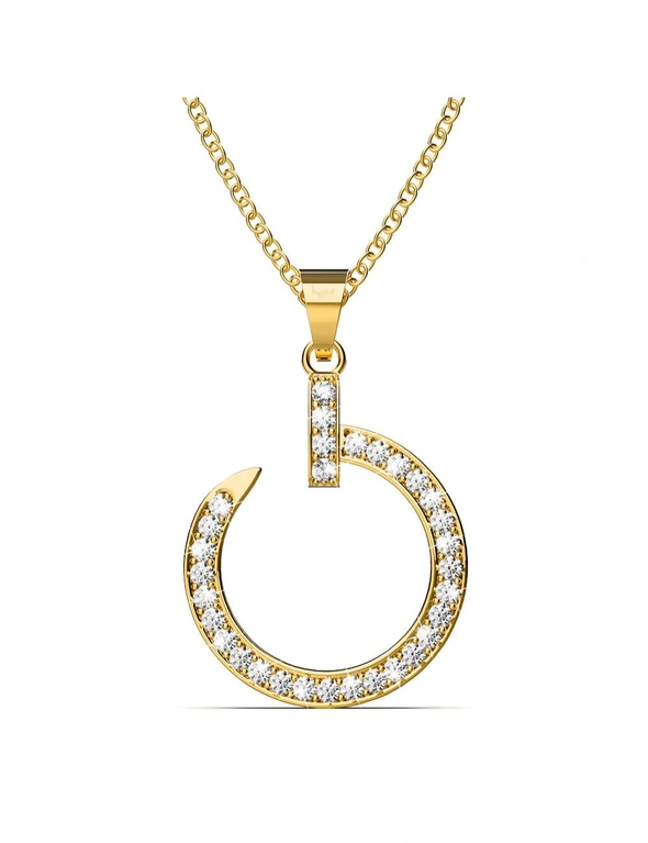 Krystal Couture Paradigm in Circle Gold Pendant Necklace Embellished with Swarovski Crystals, hi-res image number null