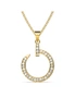 Krystal Couture Paradigm in Circle Gold Pendant Necklace Embellished with Swarovski Crystals, hi-res