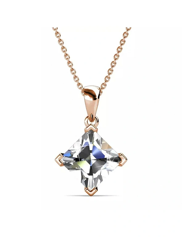 Krystal Couture Square-Cut Pendant Necklace Embellished with Swarovski Crystals in Rose Gold, hi-res image number null