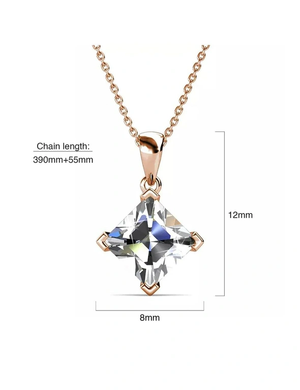 Krystal Couture Square-Cut Pendant Necklace Embellished with Swarovski Crystals in Rose Gold, hi-res image number null