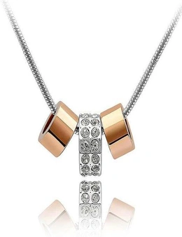 Krystal Couture Two Tone Gold Ring Charm Necklace Flat Embellished with Swarovski® crystals