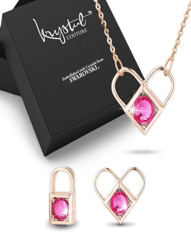 Krystal Couture Boxed Celeste Heart Necklace and Earrings Set Embellished with Swarovski® crystals, hi-res image number null