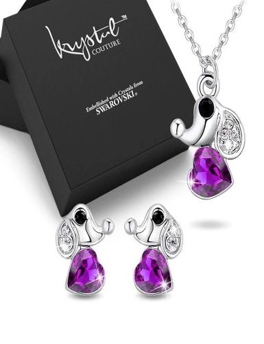 Krystal Couture Boxed Cute Elephant Necklace and Earrings Set Embellished with Swarovski® crystals, hi-res image number null