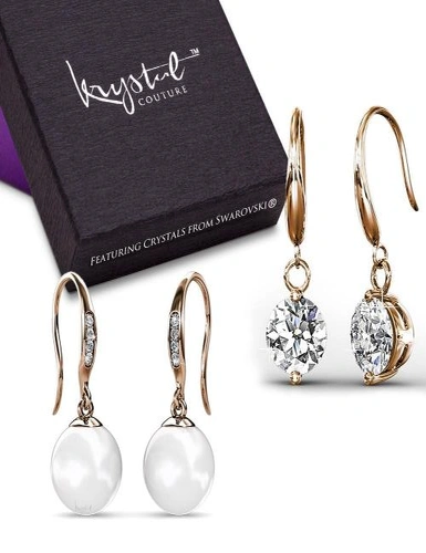 Krystal Couture Boxed 2 Pairs Earrings Embellished with Swarovski® Crystals and Pearls Set, hi-res image number null