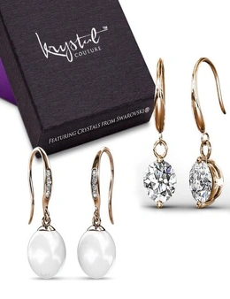 Krystal Couture Boxed 2 Pairs Earrings Embellished with Swarovski® Crystals and Pearls Set