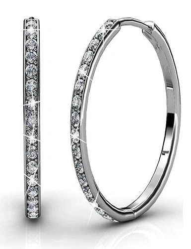 Krystal Couture Boxed 2-Pairs Encrusted Hoop Earrings Set Embellished with Swarovski® crystals, hi-res image number null
