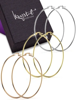 Krystal Couture Boxed 3 Pairs Trishia Hoop Earrings Set