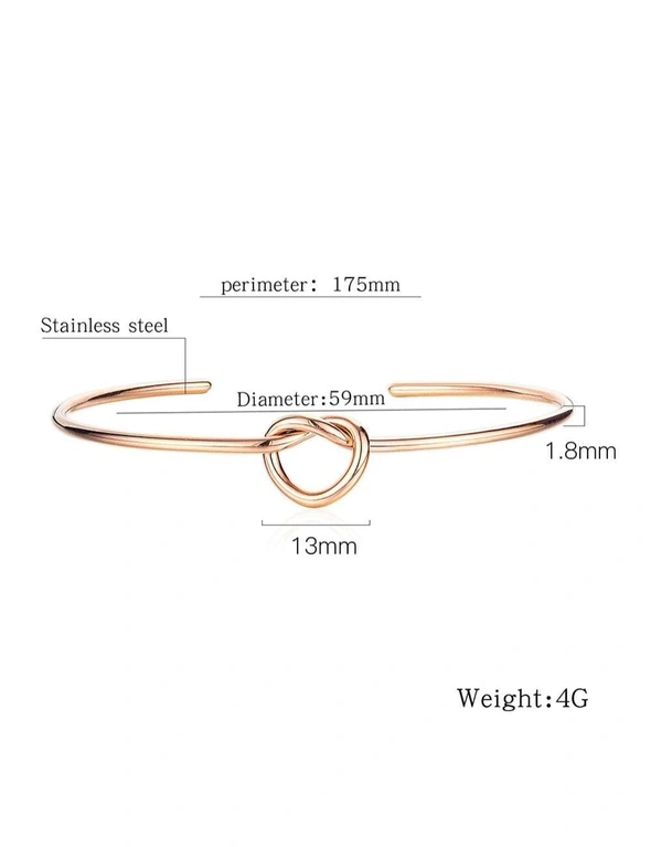 Bullion Gold Boxed Single Knotted Tie Promise Necklace and Bangle Set in Rose Gold Plated, hi-res image number null