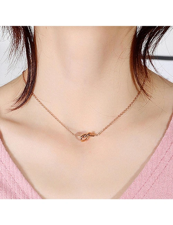 Bullion Gold Boxed Single Knotted Tie Promise Necklace and Bangle Set in Rose Gold Plated, hi-res image number null