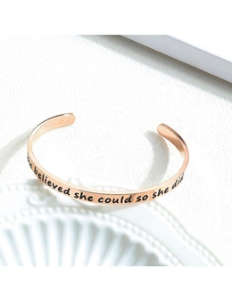 Bullion Gold Boxed Double Inspiring Heart Love Charm Rose Gold Cuff and Toggle Bangle Set