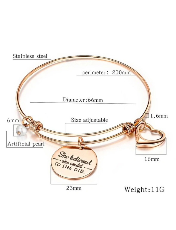 Bullion Gold Boxed Double Inspiring Heart Love Charm Rose Gold Cuff and Toggle Bangle Set, hi-res image number null