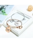 Bullion Gold Boxed She Believed She Could Heart Heart Love Charm Toggle Bangle Set in Rose Gold and White Gold Plated, hi-res