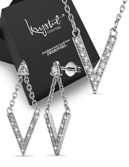 Krystal Couture Boxed Luxury V Shaped White Gold Set Embellished with Swarovski® Crystals