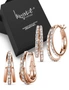 Krystal Couture Boxed Rose Gold Double & Triple Link Hoop Earrings Embellished with Swarovski® Crystals Set, hi-res