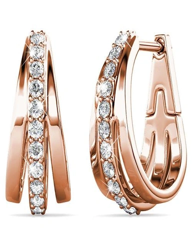 Krystal Couture Boxed Rose Gold Double & Triple Link Hoop Earrings Embellished with Swarovski® Crystals Set, hi-res image number null