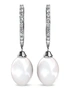 Krystal Couture Boxed 2 Pairs Flawless Pearl Drop Hoop Earrings Set iEmbellished with Swarovski® Crystal Iridescent Tahitian Look Pearls in White Gold, hi-res