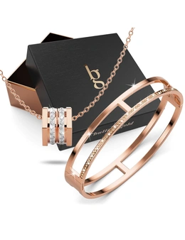 Bullion Gold Boxed Carrie Glitz
Bangle and Necklace Set
In Rose Gold