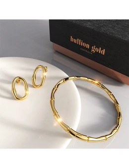 Bullion Gold Boxed Tropical Gold Bangle And Earrings Set