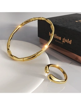 Bullion Gold Boxed Simplistic Gold Bracelet & Ring Set