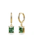Bullion Gold Boxed Emerald Green Zircon Rectangular Necklace and Earrings Set, hi-res