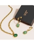 Bullion Gold Boxed Green Aventurine Luminary Necklace and Hoop Earrings Set in Gold, hi-res