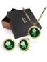 Bullion Gold Boxed Verdant Floral Necklace and Stud Earring Set in Gold, hi-res