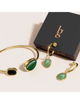 Bullion Gold Boxed Bangle and and Hoop Earrings Jewellery Set in Gold
